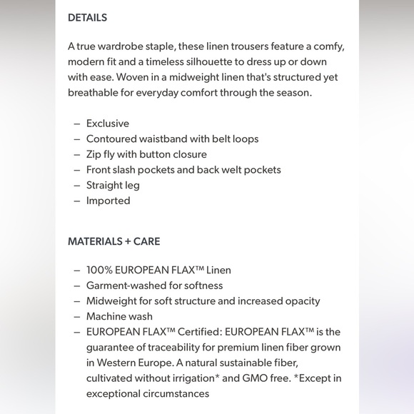 EUC Garnet Hill classic linen trouser size 4 indigo - Picture 7 of 7